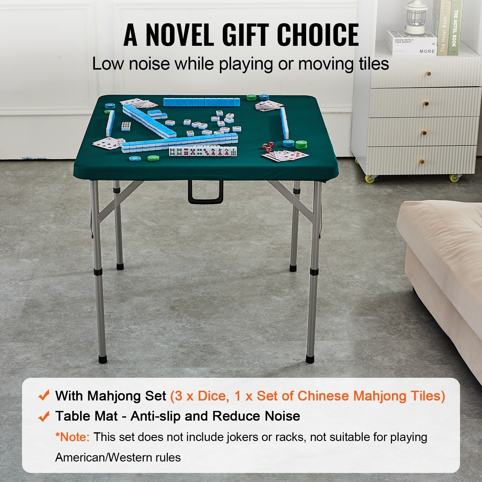 VEVOR Mahjong Table with Mahjong Tiles Set Fold-in-Half 4 Player Card Table with 144PCS Majiang Tiles and 3 Dice | Bed Bath & Beyond