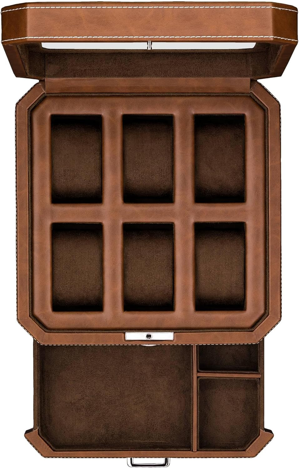 ROTHWELL 6 Slot Leather Watch Box with Valet Drawer - Luxury Watch Case Display Organizer, Micros... | Amazon (US)