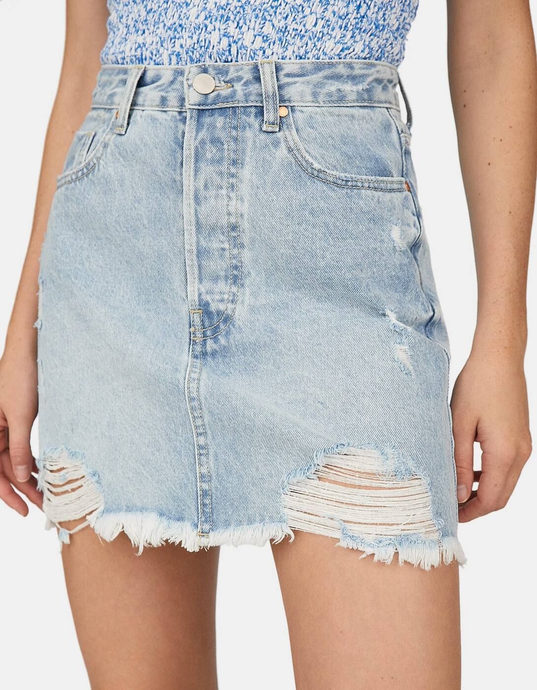 Ripped denim skirt | Stradivarius (UK)