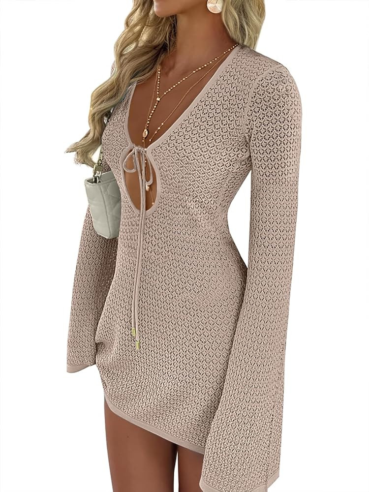 ANRABESS Womens Swimsuit Crochet Swim Cover Up Summer Bathing Suit Swimwear Hollow Out Mesh Knit ... | Amazon (US)