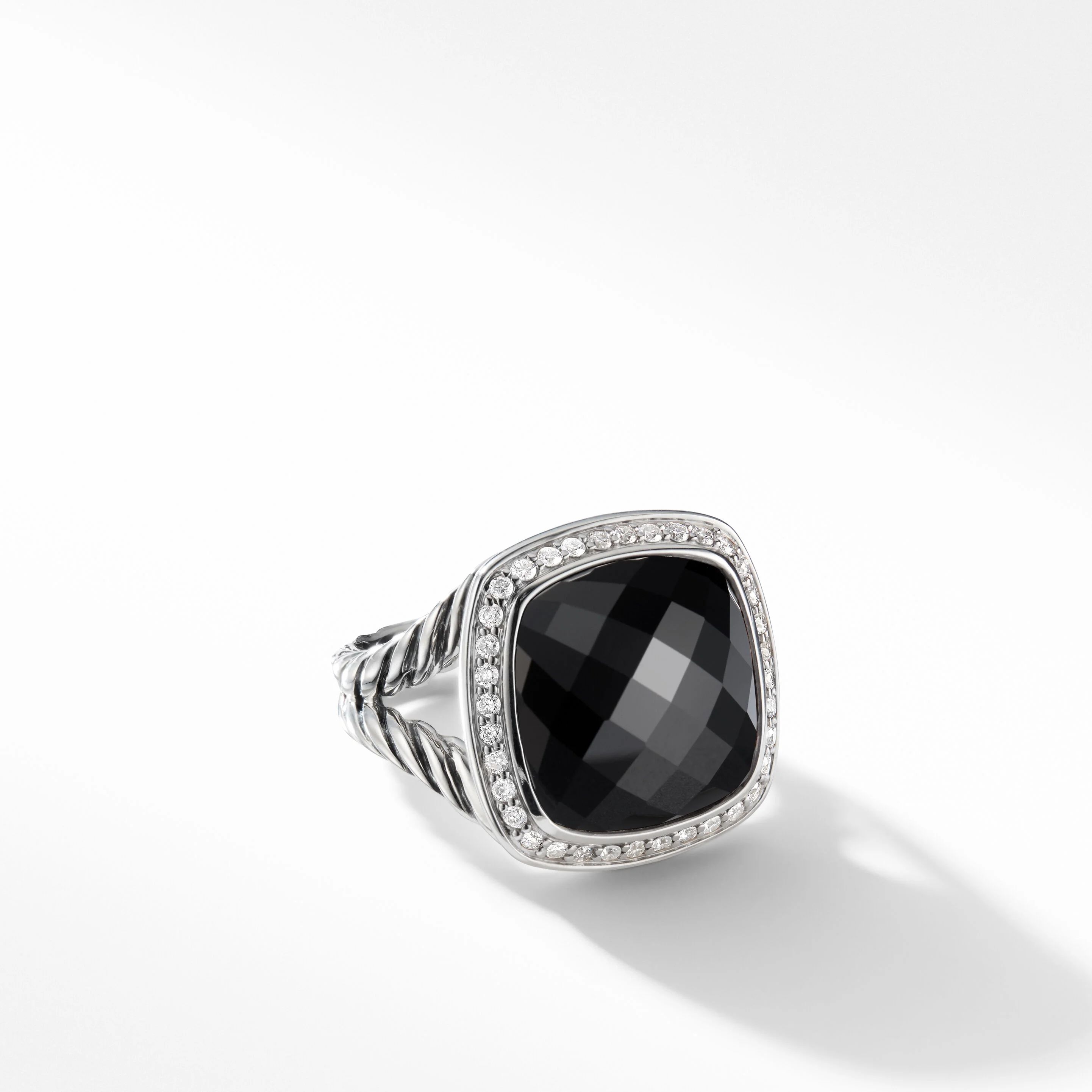 Albion® Ring in Sterling Silver with Black Onyx and Pavé Diamonds | David Yurman