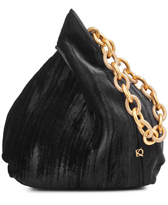 Donna Karan Lawrence Velvet Wristlet with Pavé Chain Strap - Macy's | Macy's