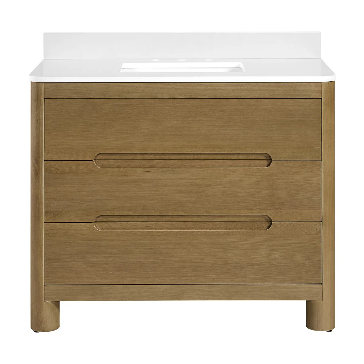 Oslo 42" Single Bathroom Vanity In Varnished Oak With White Quartz Countertop | Wayfair North America