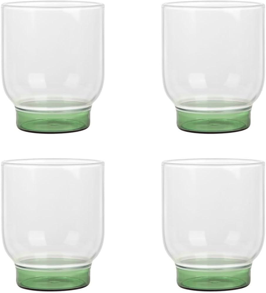 elle decor Water Drinking Glasses Set of 4, 12 Oz Whiskey Tumblers, Clear Glass Cups with Heavy W... | Amazon (US)