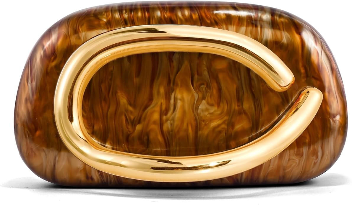 Clutch Purses for Women Formal, PU Leather/Marble Acrylic Evening Bags with Chain, Trendy Metal H... | Amazon (US)