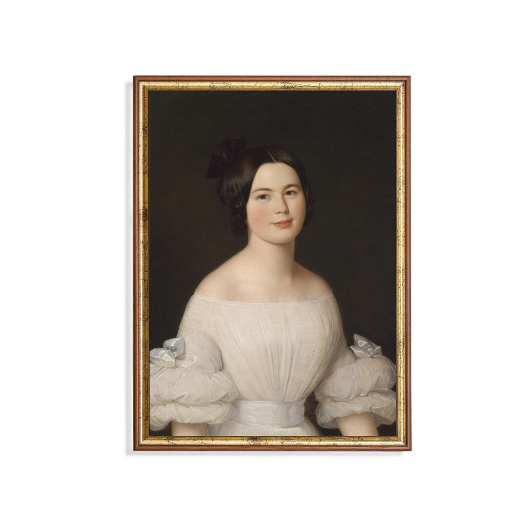Vintage Portrait Painting | Antique Woman Fine Art Print | Digital Download | Printable Vertical ... | Etsy (US)