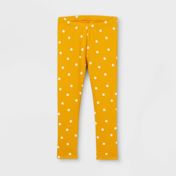 Toddler Girls' Dot Leggings - Cat & Jack™ Mustard | Target