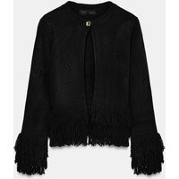 Zara - Fringed Cardigan - Black - L - Woman | Zara AU