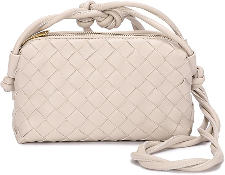 Woven Bag For Women Clutch Purse, Small Vegan Leather Shoulderbag | Amazon (US)