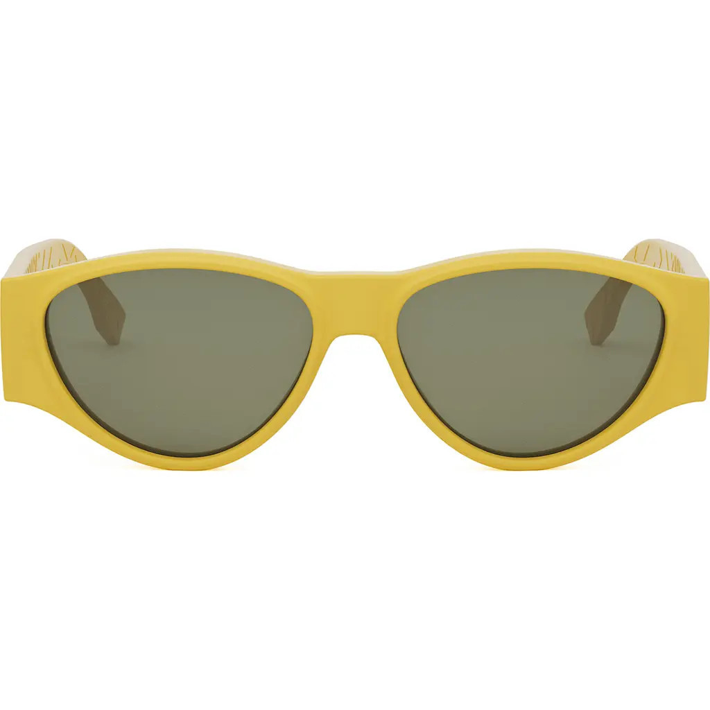 Fendi FF 55mm Oval Sunglasses in Shiny Yellow /Green at Nordstrom | Nordstrom