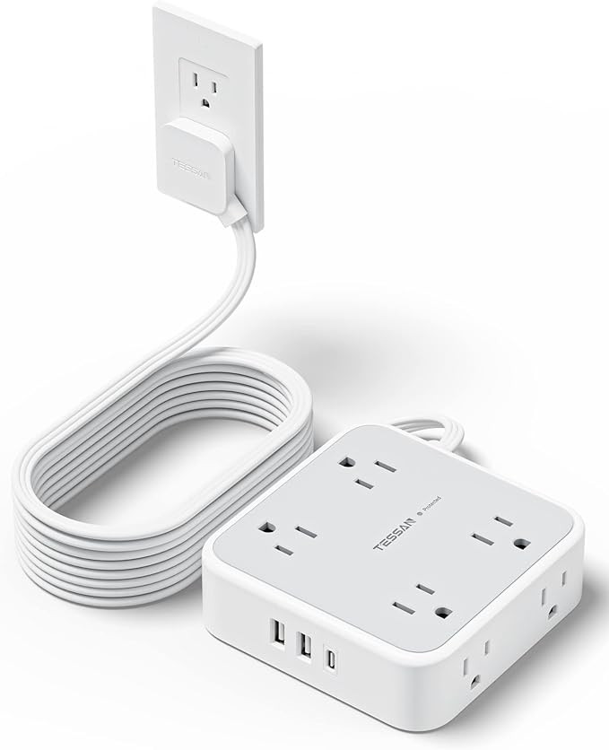 TESSAN Surge Protector Power Strip, 15 Ft Flat Plug Extension Cord with 3 USB (1 USB C) 8 Outlets... | Amazon (US)