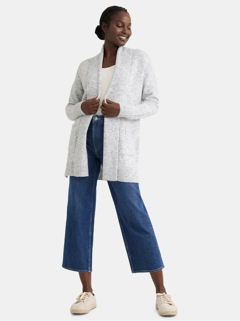 Time and Tru Women's Brushed Longline Cardigan Sweater, Midweight, Sizes XS-XXXL - Walmart.com | Walmart (US)