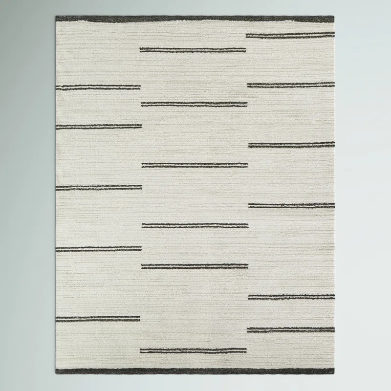 Heimbach Cream/Black Modern Striped Area Rug | Wayfair North America