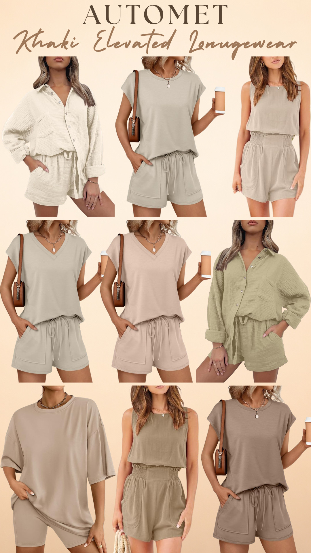AUTOMET | 2 Piece Khaki Shorts Loungewear Sets | Elevated Basics Edit

If your loungewear feels basic but you still want that effortless, put-together look… this is it.

Because the right neutrals don’t look boring — they look expensive.

I went through so many options and these AUTOMET khaki loungewear sets are the ones that actually made the cut.

These are the pieces that make you look styled… without even trying.

Why these are actually worth it:
• Soft, breathable fabric you can wear all day
• Relaxed fits that flatter (not oversized in a sloppy way)
• Lightweight + perfect for warm weather
• Comfortable stretch without losing shape
• Easy mix & match → multiple outfits from a few pieces
• That clean, minimal, elevated vibe

Color moment (THIS is what makes them hit):
Khaki, beige, sand, taupe, soft mocha — neutral tones that instantly make outfits look more polished

The vibe:
Quiet luxury, effortless, everyday elevated basics

Perfect for:
At-home days that still feel put together
Running errands / coffee runs
Travel days + airport outfits
Vacation mornings, casual plans
Everyday outfits when you don’t want to overthink it

These are the sets you reach for when you want to look like you tried… even when you didn’t.

I did the digging for you — these are the loungewear pieces that are actually worth buying and wearing on repeat.

If your basics feel basic… this is your upgrade.

↓ Everything is linked!

#LTKActive #LTKSaleAlert #LTKTravel