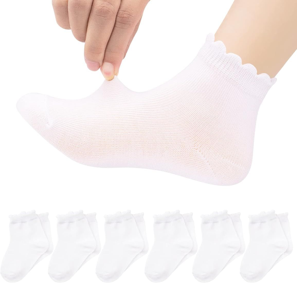 Looching 6 Pack Toddler Baby Girls Boys No Show Ankle Socks Cotton White Mesh Thin Low Cut Socks ... | Amazon (US)