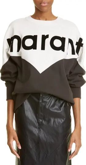 Isabel Marant Étoile Houston Colorblock Cotton Blend Logo Sweatshirt | Nordstrom | Nordstrom