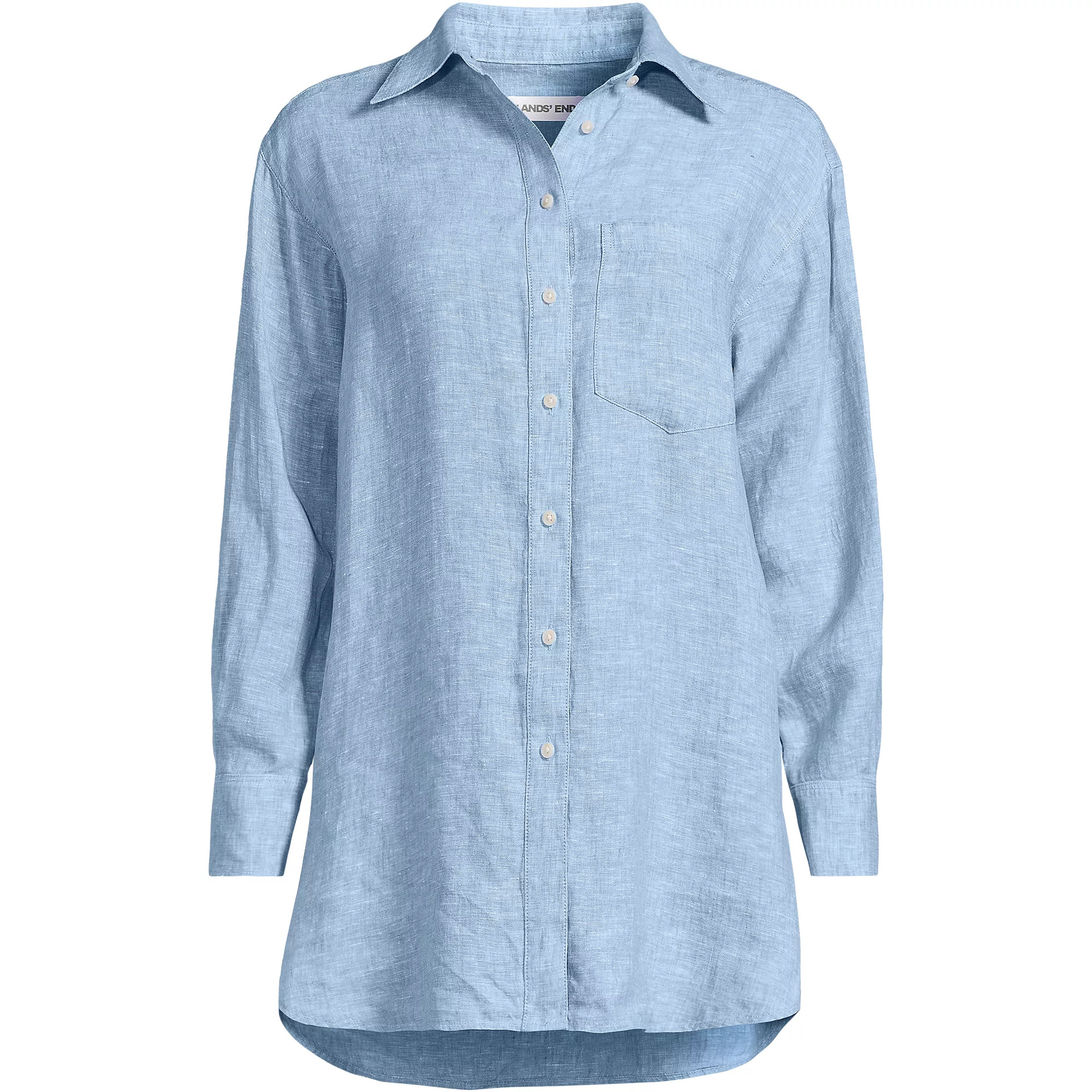 Women's Linen Oversized Button Front Shirt | Lands' End (US)