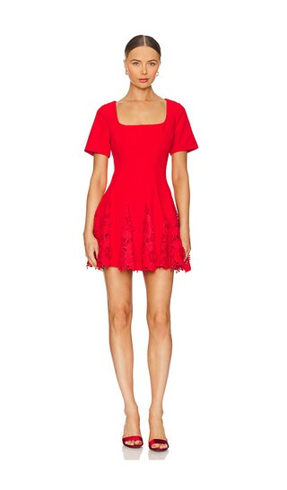 Joy Square Neck Mini Godet Dress in Red | Revolve Clothing (Global)