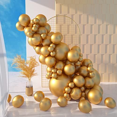 MOMOHOO Gold Balloons Different Sizes - 60Pcs 5/10/12/18 Inch Metallic Chrome Gold Balloons, Chri... | Amazon (US)