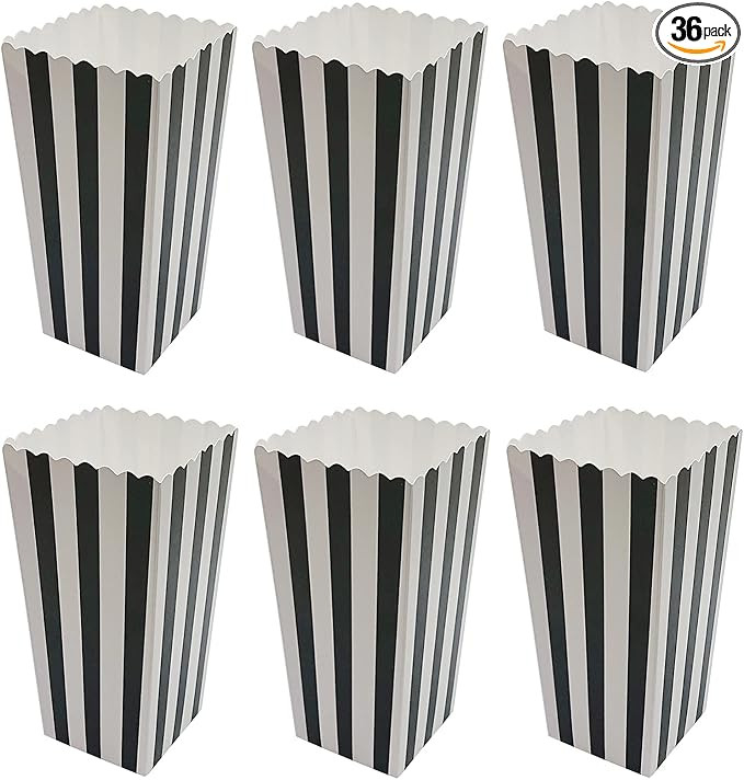 36 Pcs Popcorn Boxes Mini Paper Popcorn Box Cardboard Popcorn Container for Party, White and Blac... | Amazon (US)