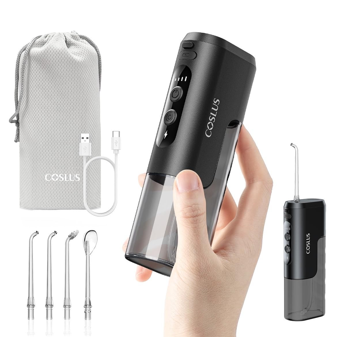 COSLUS T40 Mini Water Flosser for Travel, Portable Compact Design, Balck | Amazon (US)