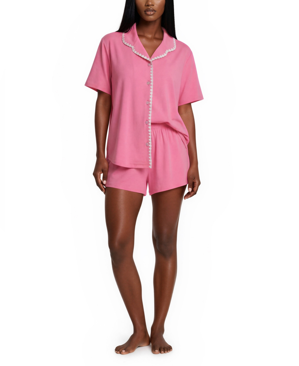 Flora by Flora Nikrooz Women's Anneliese Stitch Top and Shorts, 2-Piece Set - Pink | Macy's
