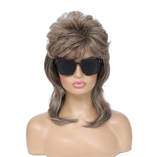 Adequate 80s Mullet Wig for Women Fluffy and Layered Hairpiece for Perfect for Costume Parties and Cosplay (Light Brown) | Amazon (US)