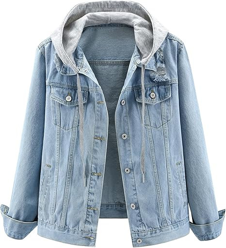 Kedera Womens Casual Denim Jacket Long Sleeve Distressed Ripped Jean Coat Trendy Top with Detacha... | Amazon (US)