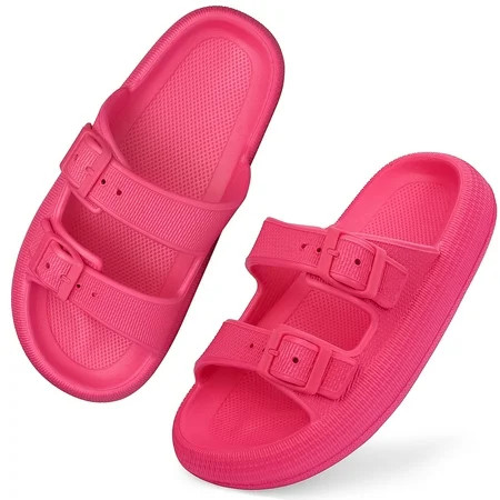 VONMAY Unisex Slides Sandals Thick Sole Pillow Sandals with Adjustable Double Buckle | Walmart (US)
