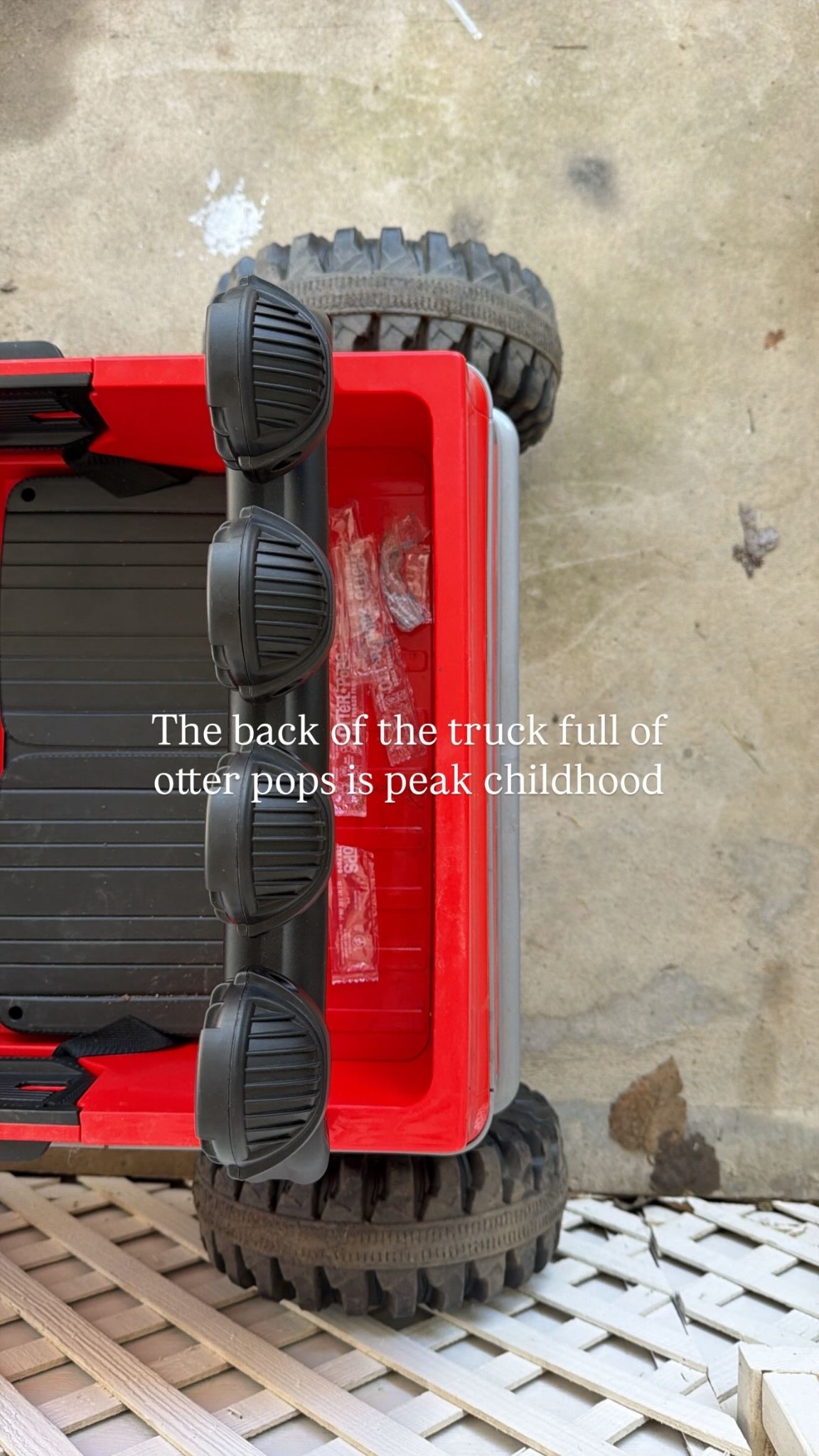 The back of the truck full of otter pops is peak childhood
