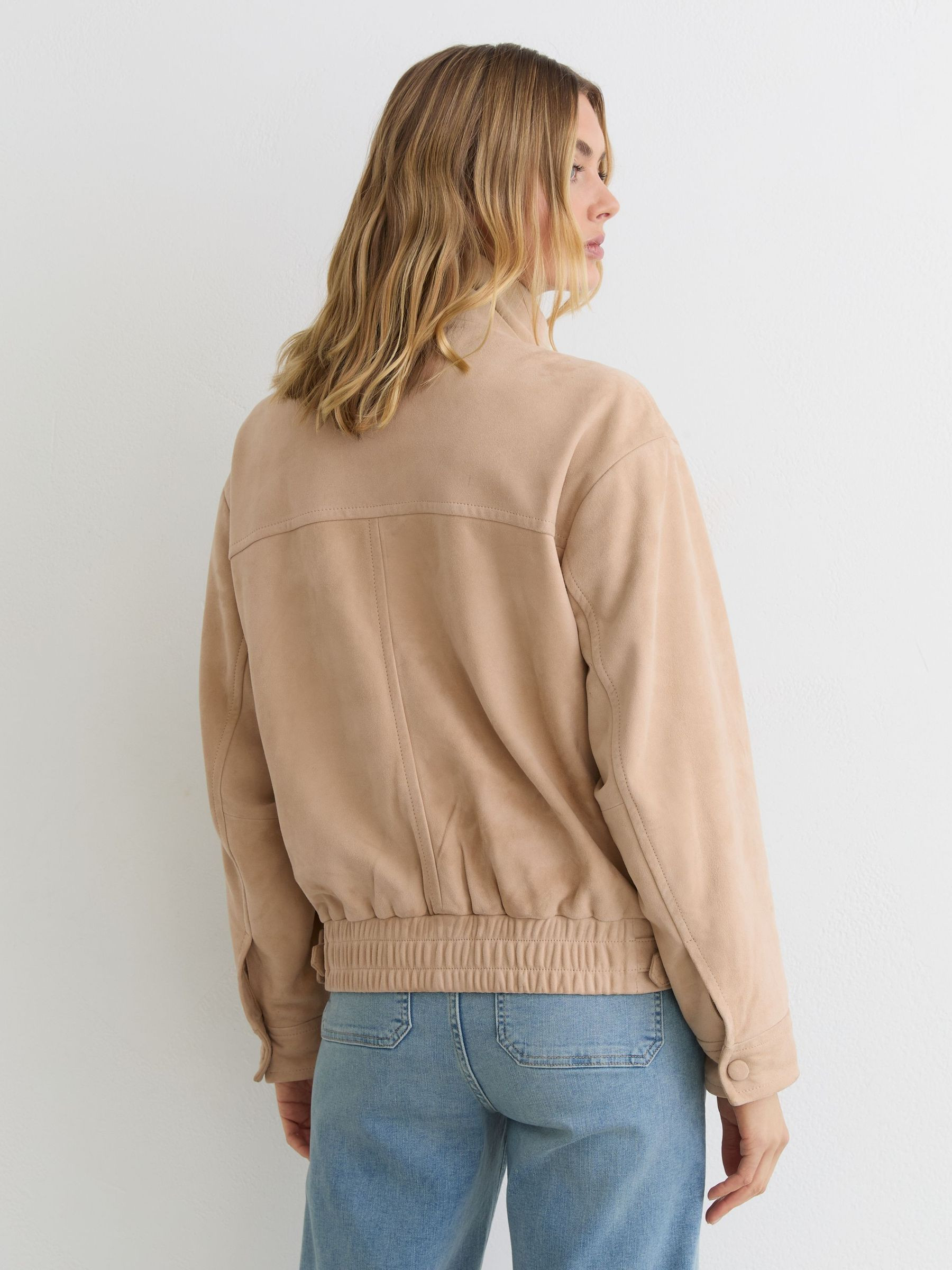 Suede Oversized Jacket in Neutral | Reiss UK