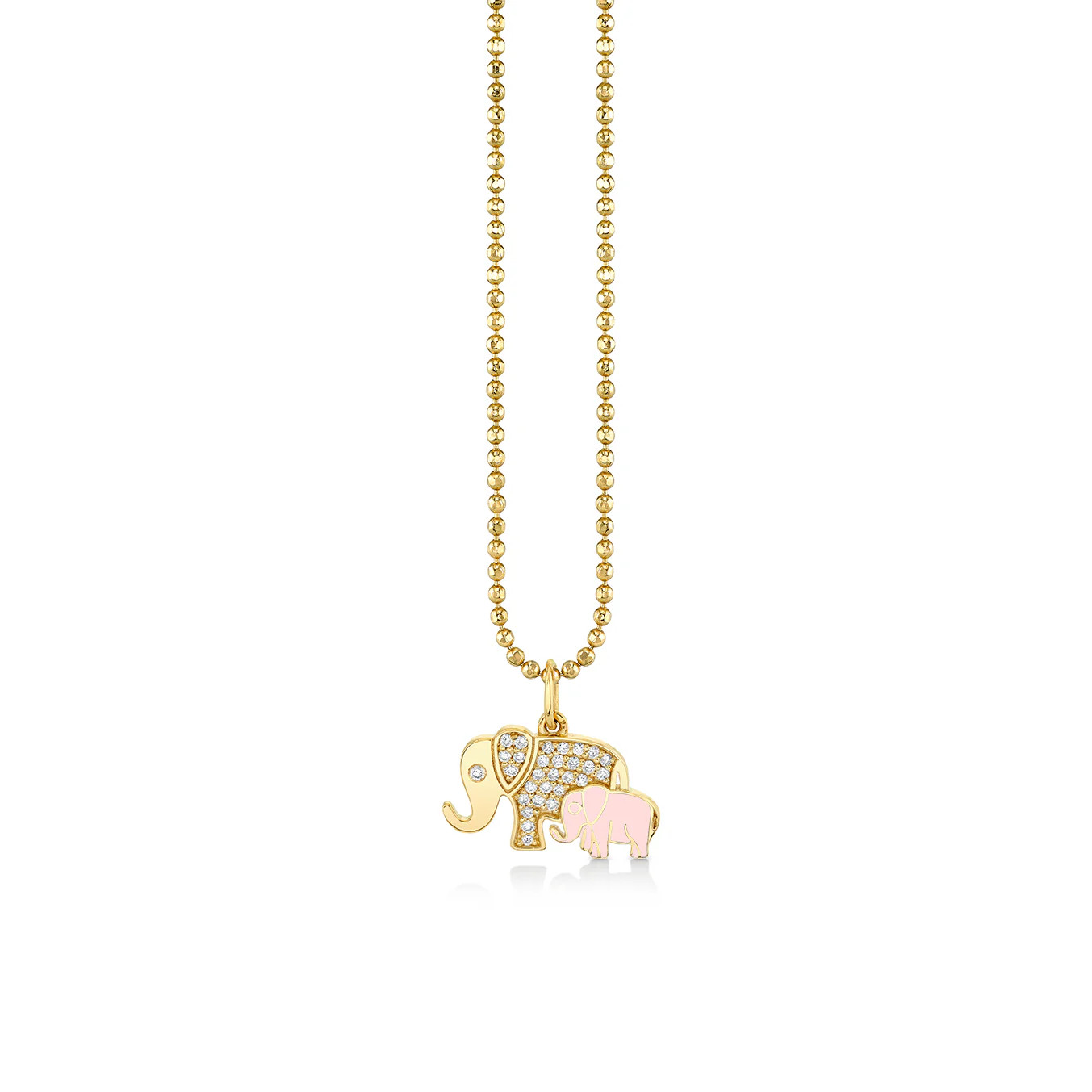 Gold & Diamond Enamel Elephant Family Charm | Sydney Evan