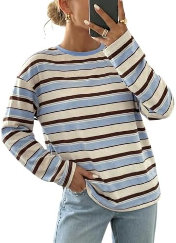 Dokotoo Womens Tops Long Sleeve Striped Shirts for Women Fall Clothes | Women's Fashion Clothing,... | Amazon (US)