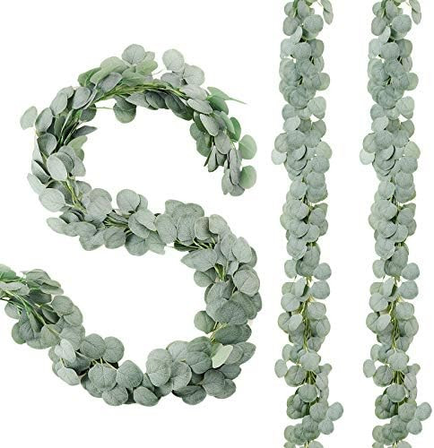 Joyhalo 3 Pack Artificial Eucalyptus Garland Greenery Eucalyptus Vines Faux Silver Dollar Eucalyp... | Amazon (US)