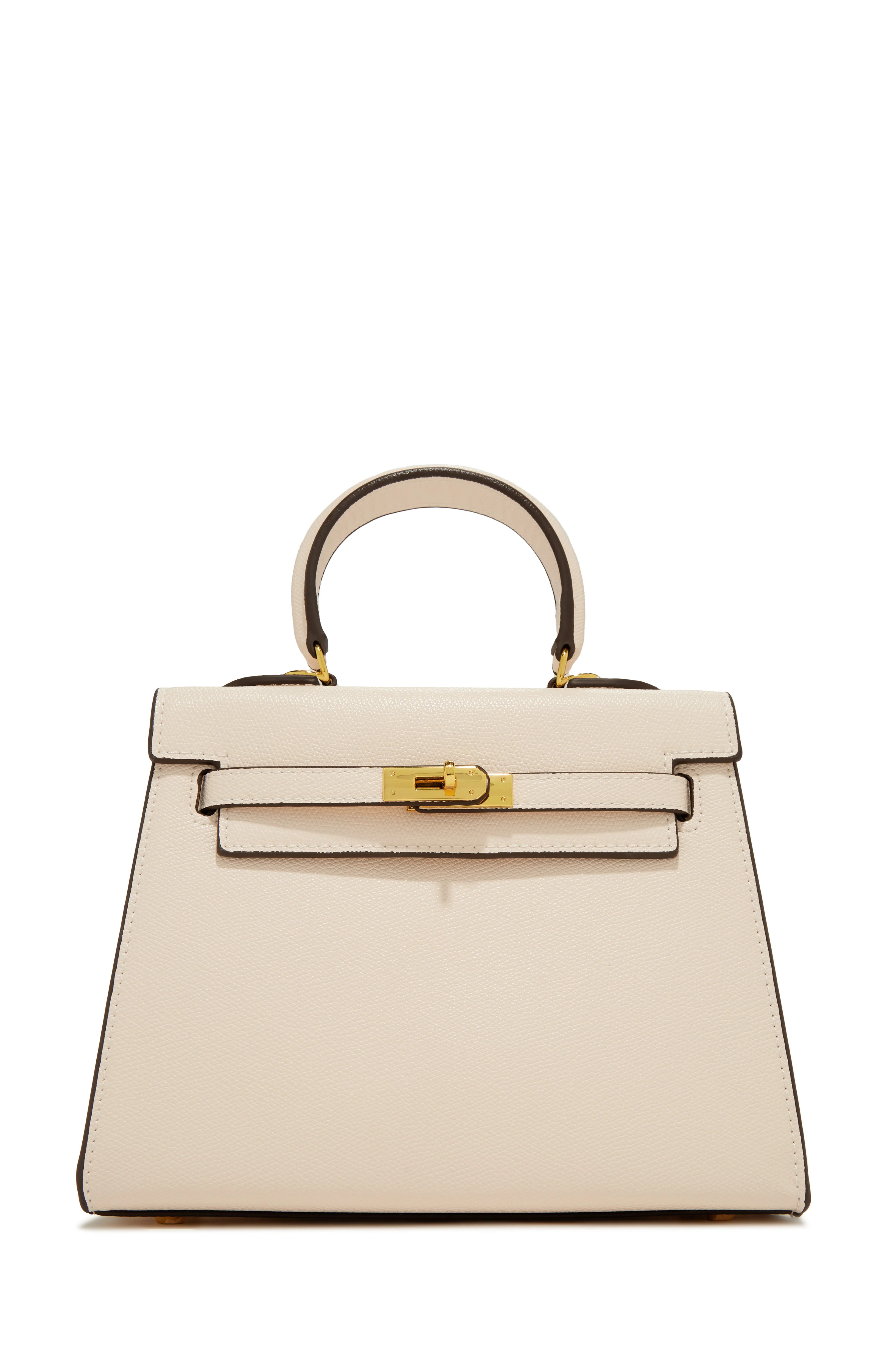 Miss Lola | Erica Cream Embossed PU Top Handle Bag | MISS LOLA