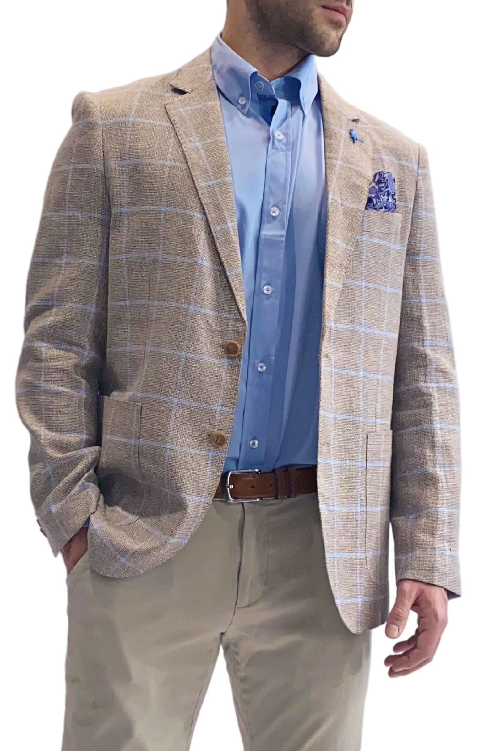 Windowpane Two-Button Linen Blend Sport Coat | Nordstrom Rack