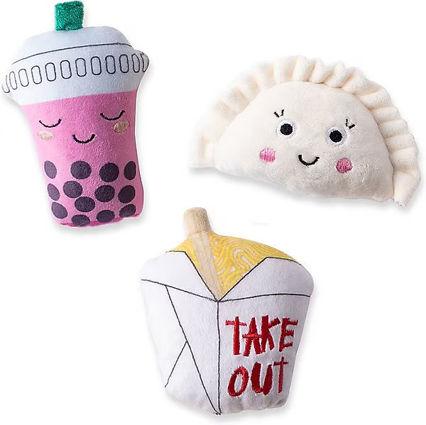 PET SHOP BY FRINGE STUDIO Take Me Out Small Dog Squeaky Plush Dog Toy, 3 count - Chewy.com | Chewy.com