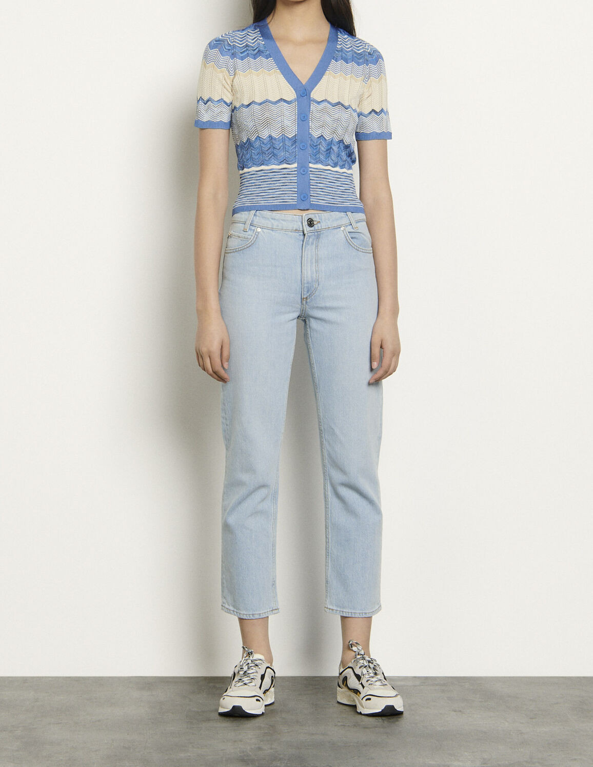 Short-sleeved striped cardigan | Sandro Paris (US)