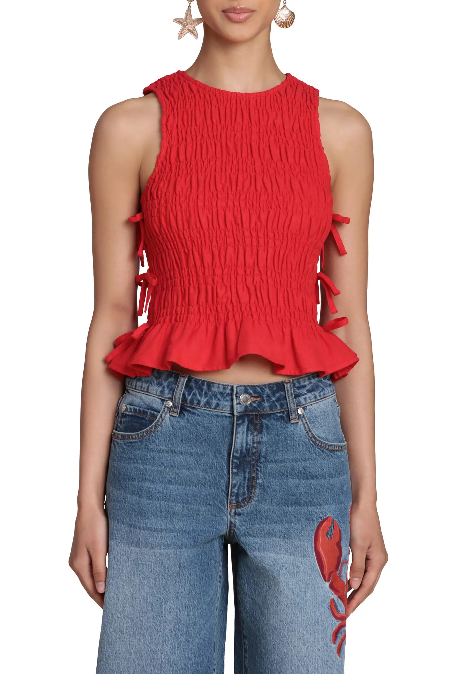 Avec Les Filles Smock Linen Blend Top (Women) | Nordstrom | Nordstrom