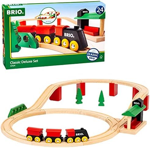 Amazon.com: BRIO World 33424 - Classic Deluxe Railway Set - 25 Piece Wood Train Set with Accessor... | Amazon (US)