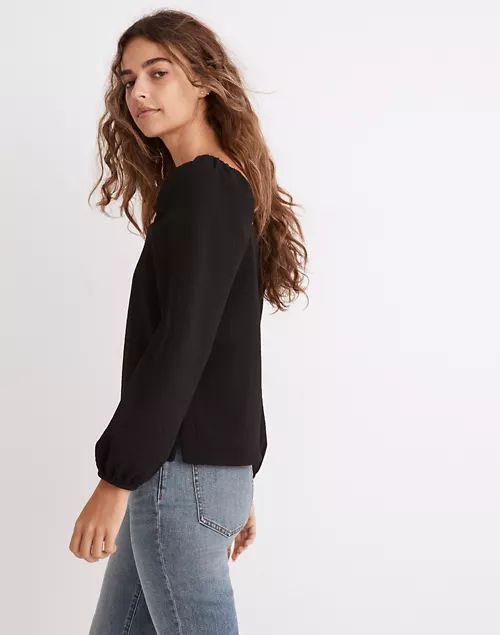 Crepe Square-Neck Puff-Sleeve Top | Madewell