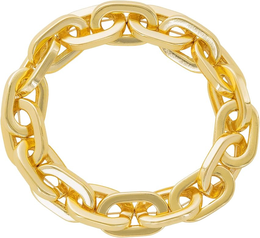 And Lovely 14K Gold or Silver Plated Bold Chain Link Bracelet - Oval Link Stretch Bracelet for Wo... | Amazon (US)