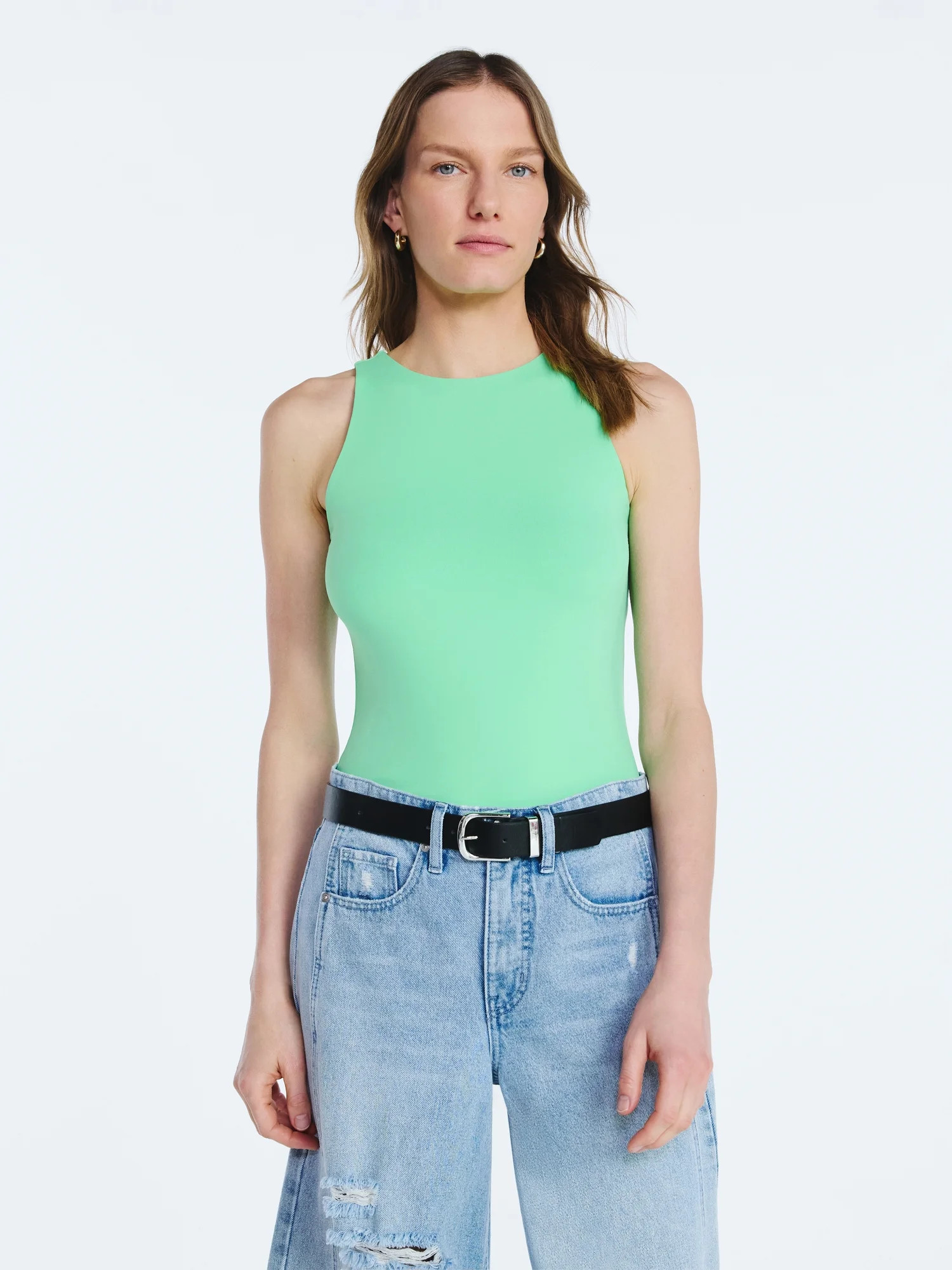 Scoop Women's Sleeveless High Neck Contour Top, Sizes XS-XXL | Walmart (US)