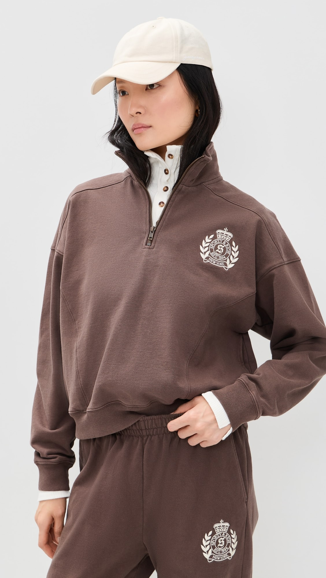NY Crest Embroidered Quarter Zip Sweatshirt | Shopbop