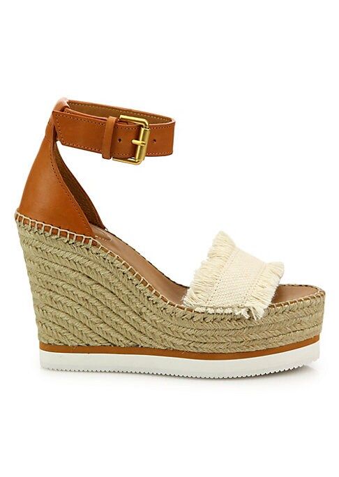 Glyn Leather & Frayed Canvas Espadrille Wedge Platform Sandals | Saks Fifth Avenue