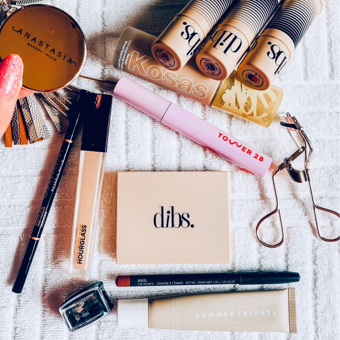 Makeup Essentials, DIBS Beauty DUO Sticks, Cream Blush, Cream Bronzer, Tower 28 Make Waves Mascara, Hourglass concealer, MAC Lip Liner, SUMMER FRIDAYS Lip Butter Balm, Tweezerman lash curler, KOSAS Foundation, DIBS Eyeshadow Palette, ABH Brow Freeze 

#LTKbeauty #LTKstyletip #LTKitbag