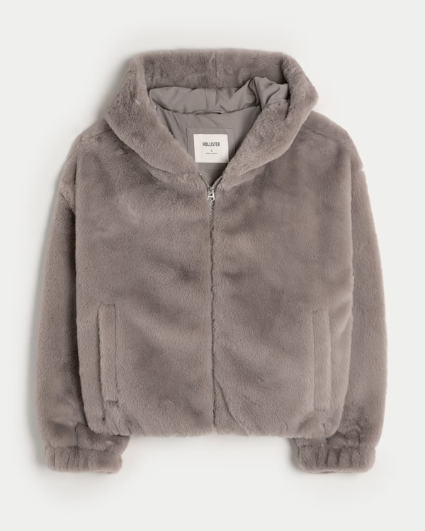 Cozy Faux Fur Zip-Up Hoodie | Hollister (US)
