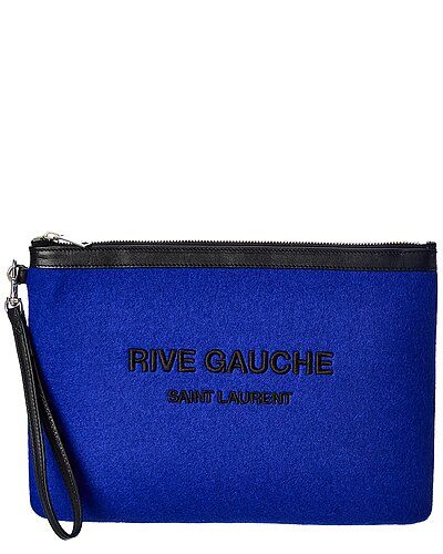Rive Gauche Felt & Leather Zippered Pouch | Rue La La