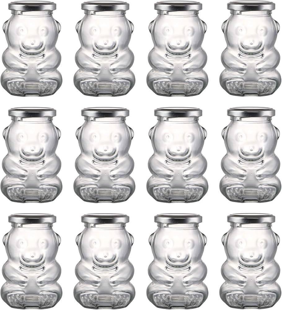 Bekith 12 Pack 9 oz Glass Honey Bear Jar with Silver Lids for Jam, Wedding Favors, Shower Favors,... | Amazon (US)