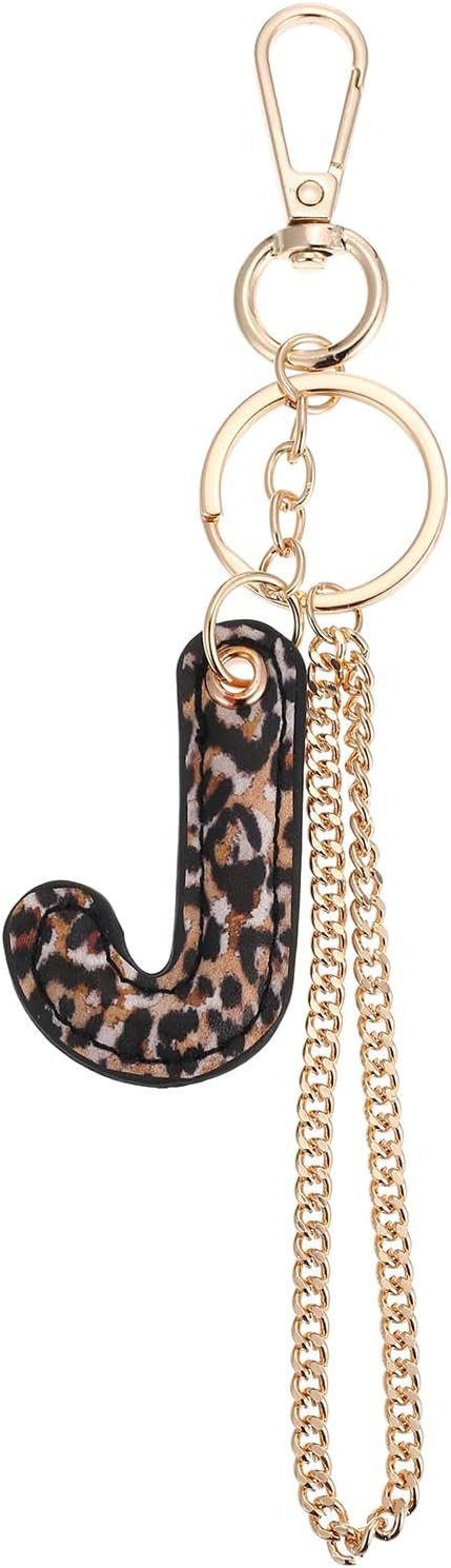 Leopard Letter Keychain for Women, PU leather Initial Letter Keyring Keychain Accessories Purse H... | Amazon (US)